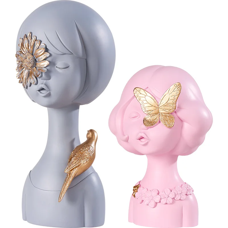 

Amazon popular Resin sculpture Decorations for home, Gray pink