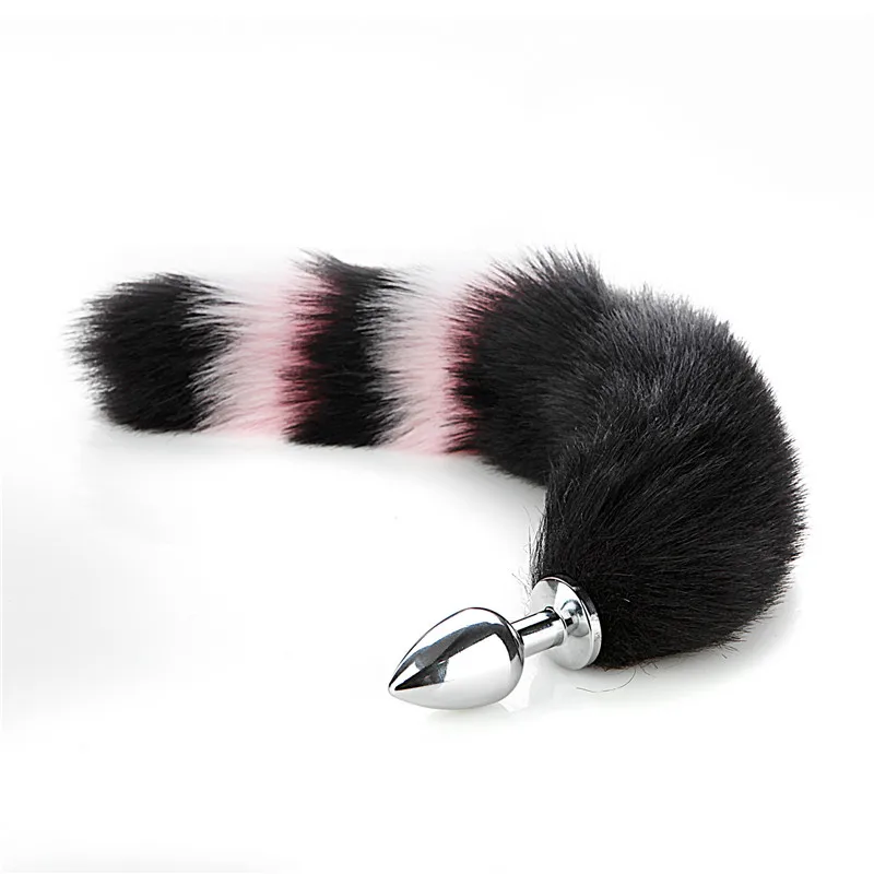Black and pink anal plug tail fox cosplay tail anal toy sex toys