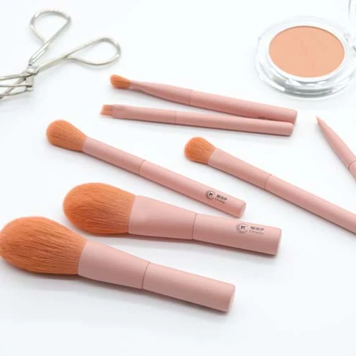 

2021 three-dimensional fiber hair pink professional makeup brush 7 sets