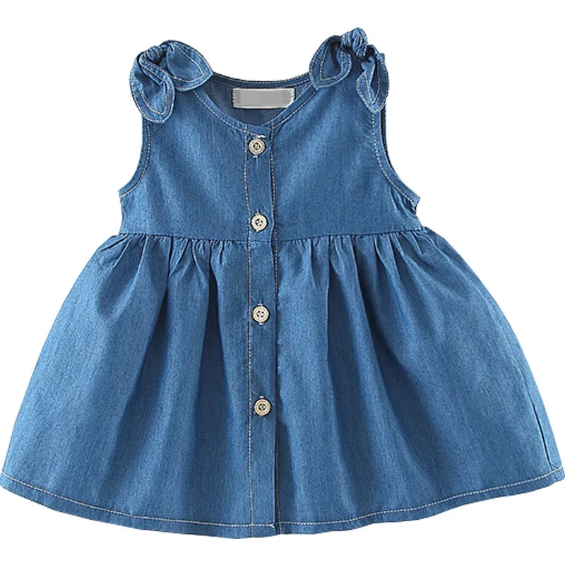 

Children's skirt girls dress summer baby children's sleeveless denim bow vest skirt baby princess skirt, As the picture show