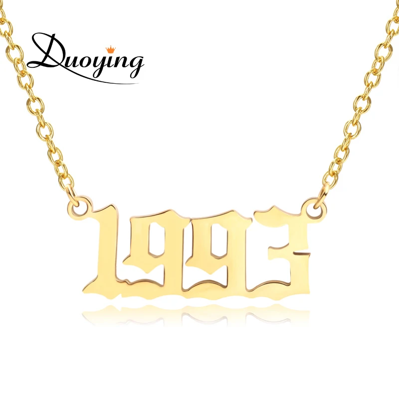 

Wholesale 1980-2020 Drop Ship Women Gift Gold Plated Stainless Steel Custom Birth Year Necklace Jewelry