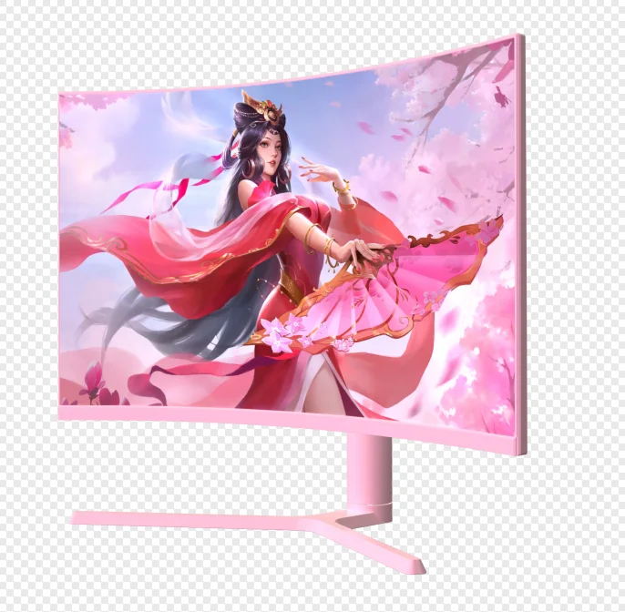 

pink 27 inch lcd monitor DP curved gaming 2k 165hz monitor 27, Black white red color