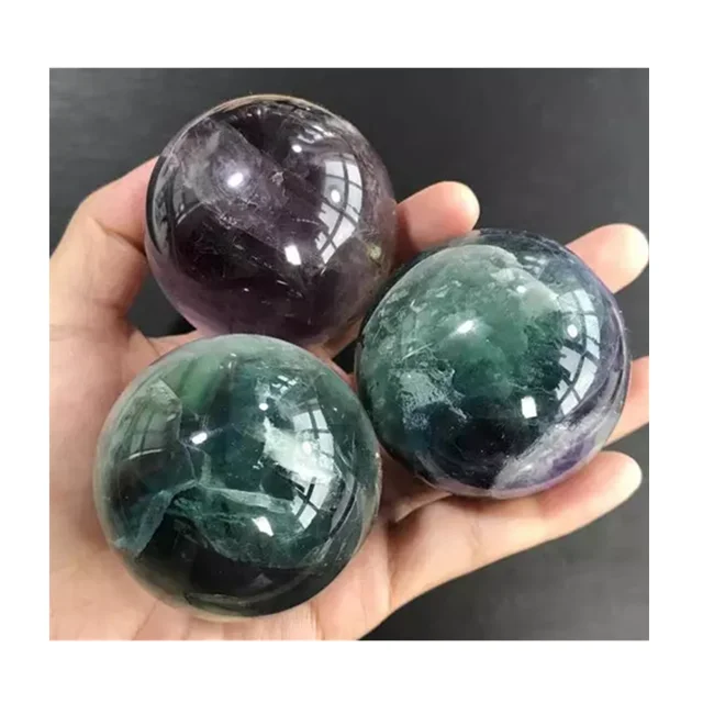 

Wholesale natural quartz crystal ball healing rainbow fluorite sphere for Christmas home decoration