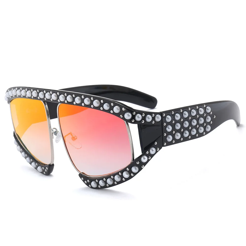 

Shiny Bling Frame Fashion Metal Unisex Street Popular Square Steampunk Sunglasses 2021