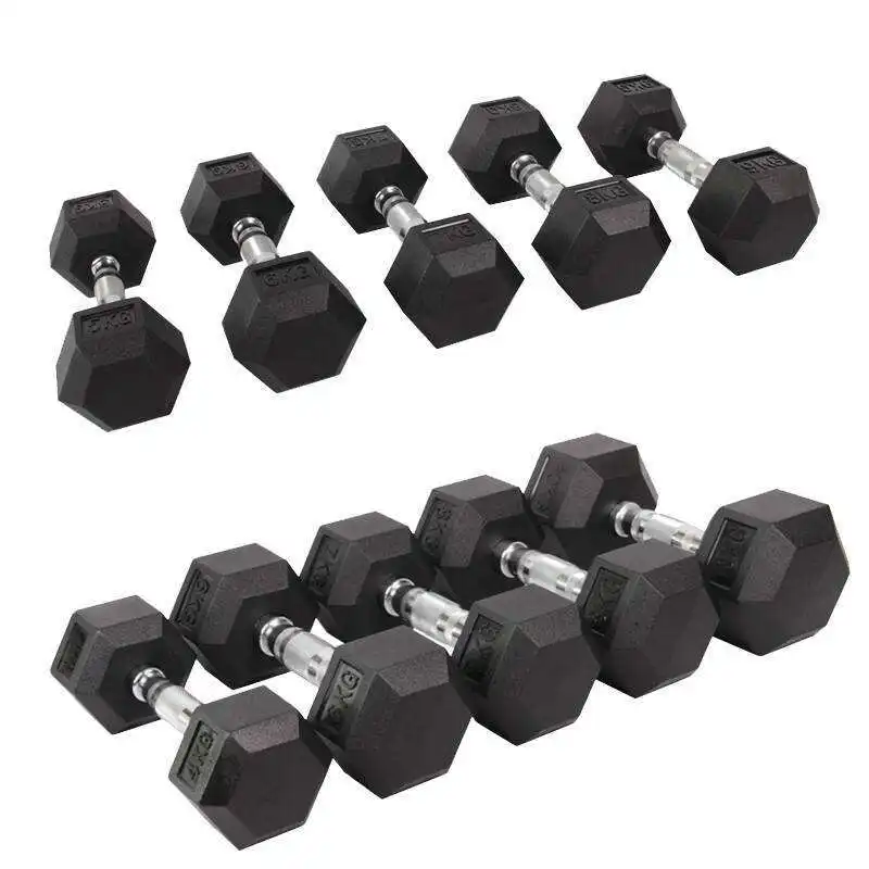

Weight Lifting Equipment private label black rubber adjustable hex dumbbell set, Customized color
