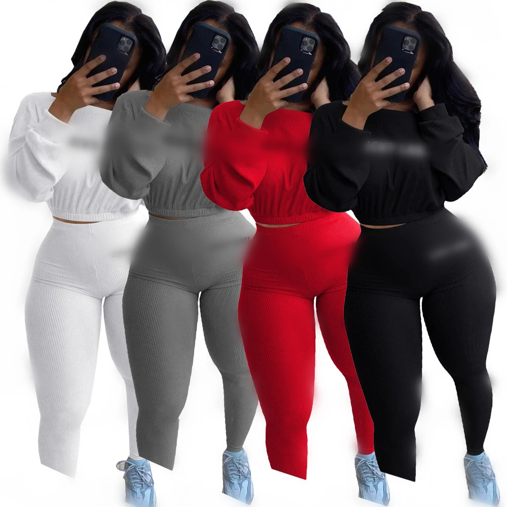 

2021 Hot sale fall outfits for women sport wear tight tracksuit casual solid color two piece set women clothing jogger sweatsuit, Picture color