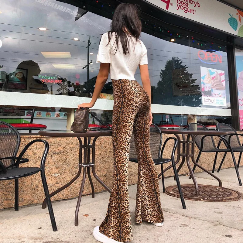 

New style elastic high waist leopard horn pants for women, Picture