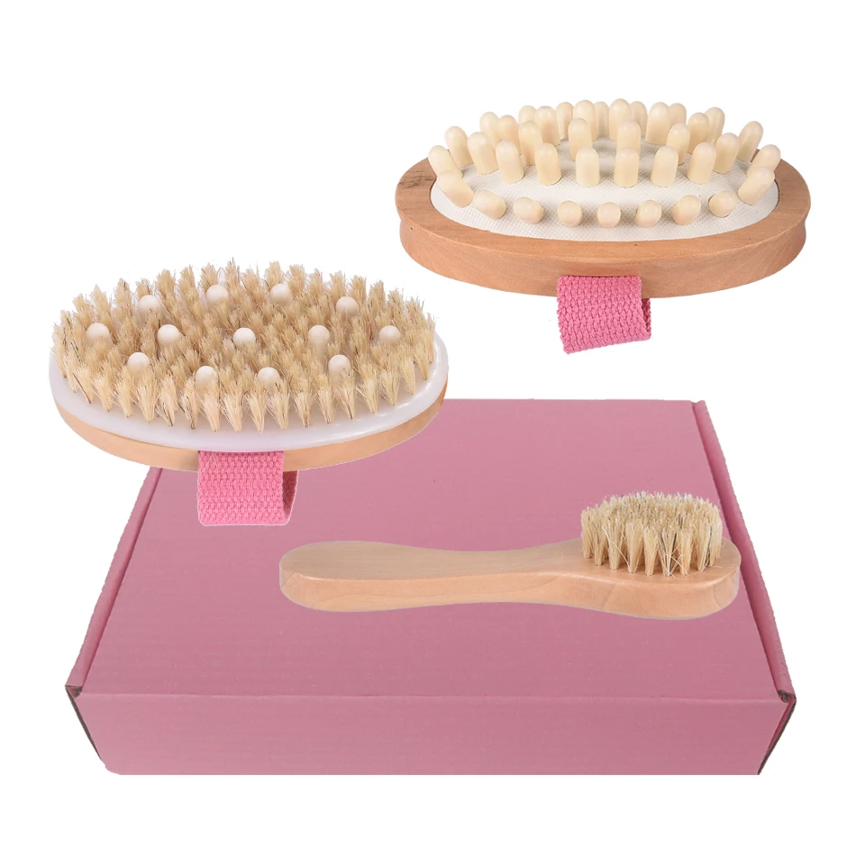 

beauty shops massage spa brush set natural wood wet dry brushing body brushes 50MOQ CUSTOM logo Treesmile high quality bsth set