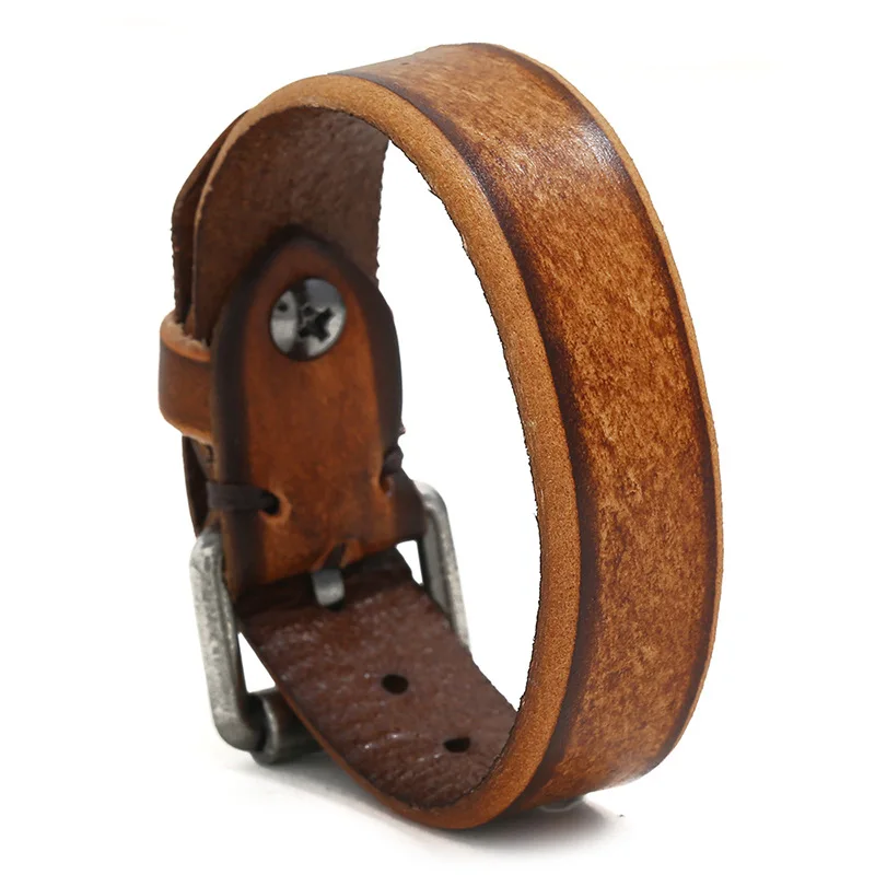 

Classical Genuine Leather Belt Men Bracelets Vintage Punk Unisex Rope Charms Bracelet Wrap Bangle For Men Jewelry