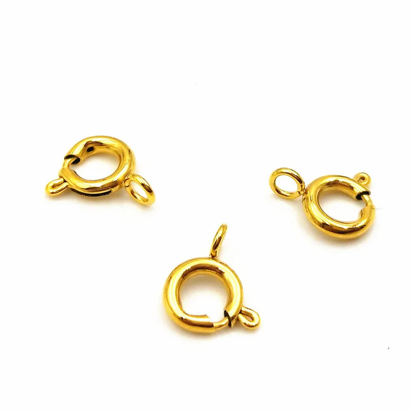 

5mm/6mm/8mm/10mm DIY Jewelry Accessory 18K Gold Plated 316L Stainless Steel Spring Ring Closed Lock clasp Clip