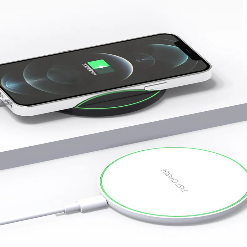 

2021 New Custom logo 15W Universal Fast Quick Charging Pad Mobile Phone Wireless Charger for iPhone Charger