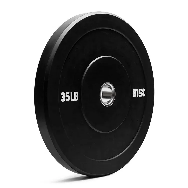 

Competition black rubble bumper weight plates in kg and lb label