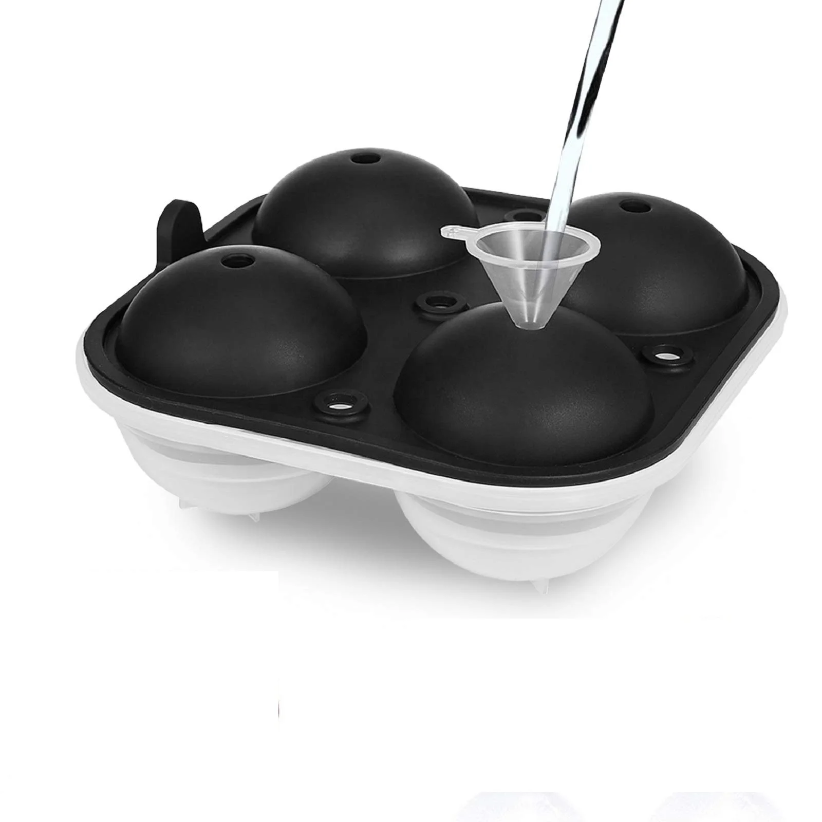 

4 Giant Silicone Round Ice Cube Trays Large Sphere Ice Mold For Whiskey Black 2.5 Inch Ice Ball Mold