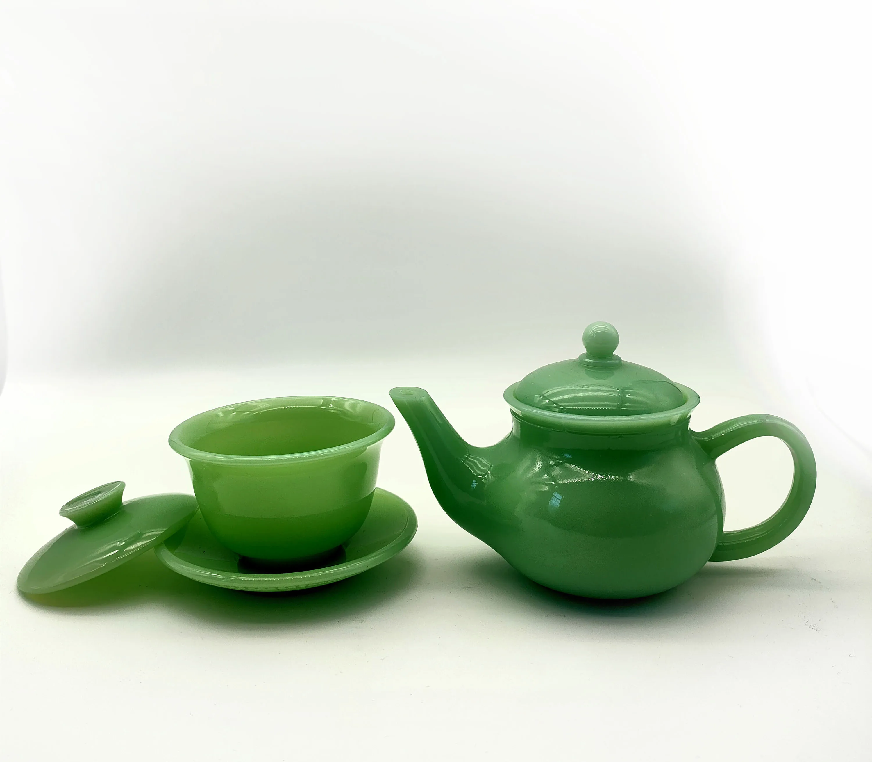 

Wholesale glassware Porcelain Jade Color pitcher cup tea set Mosser Milk Glass Jade glass