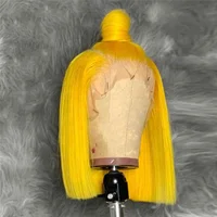 

Full Lace Wigs Virgin Hair Short Bob Wig Yellow Colour Raw Indian Hair Pre Plucked with Baby Hair