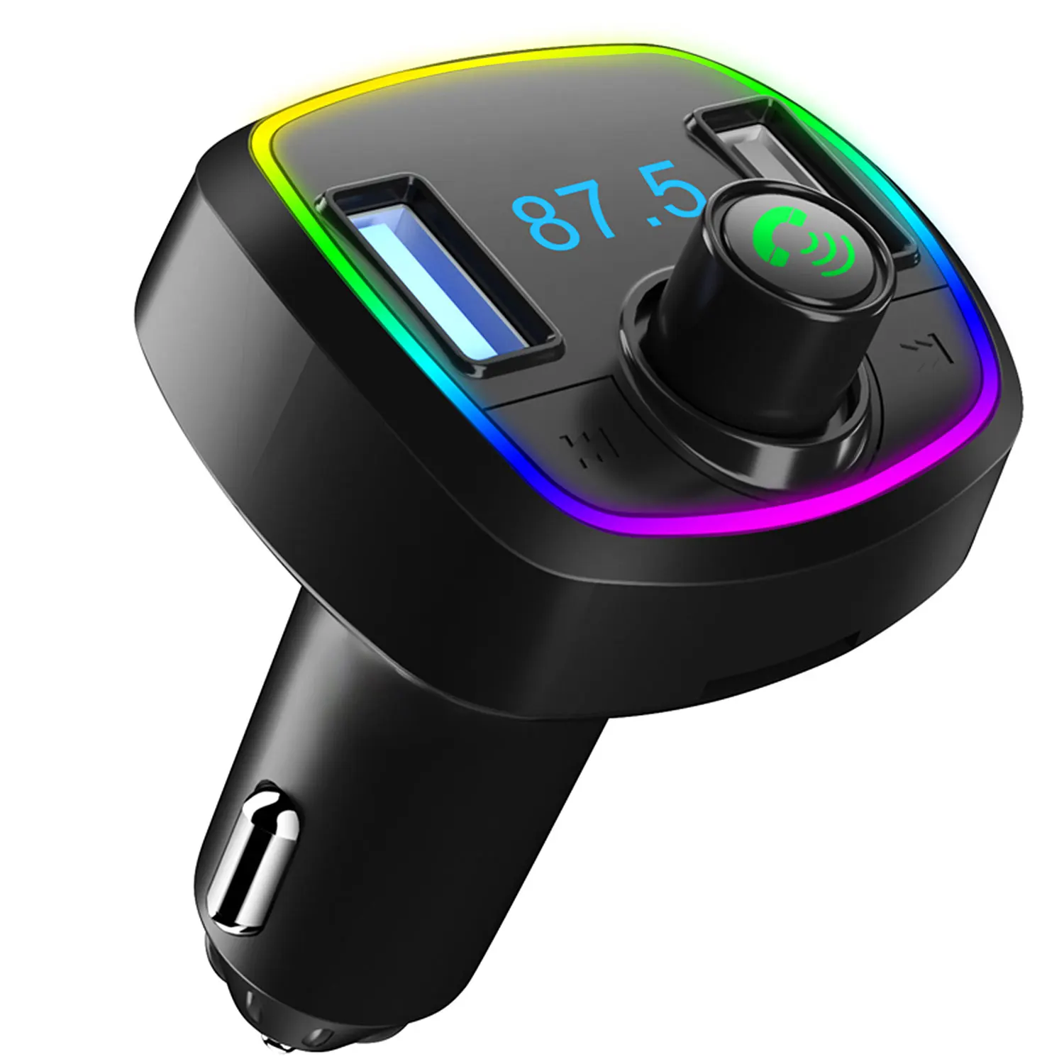 

50%OFF Quick Charge Car FM Transmitter RGB Blue tooth 5.0 Handsfree Car Kit