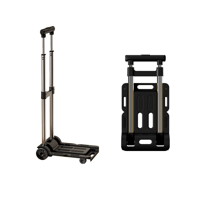 Portable Foldable Stainless Steel 4-Wheel Express Pull Rod Luggage Cart Home Package Trolley Light Shopping Trailer
