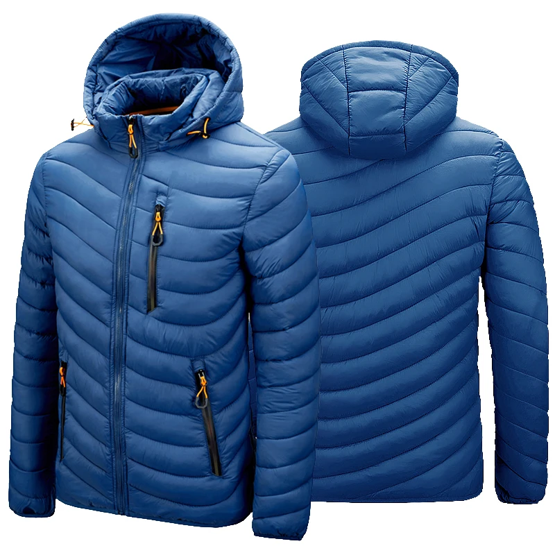 

softshell jaket outdoor windbreaker bomber jacket Winter men's warm men's casual jacket quilted padded jacket with hat