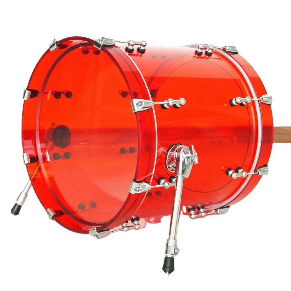 

acrylic kick bass Drum floor tom drum with Tube Lugs, Red