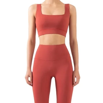 

Workout clothes sports clothes yoga suits front and back square collar bra no embarrassment line peach pants suit
