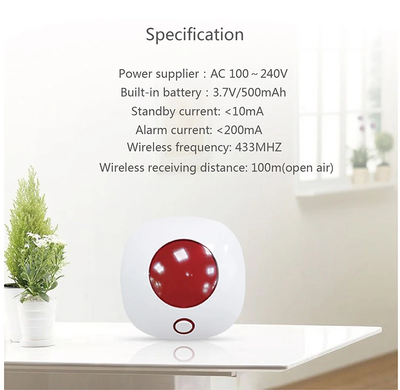 Indoor home alarm wireless Strobe siren