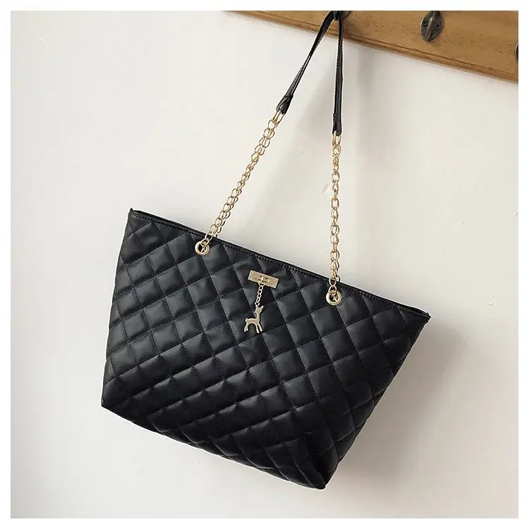 

Black Friday high quality wholesale big capacity deer plaid sling shoulder chain quilted bags women handbags tote