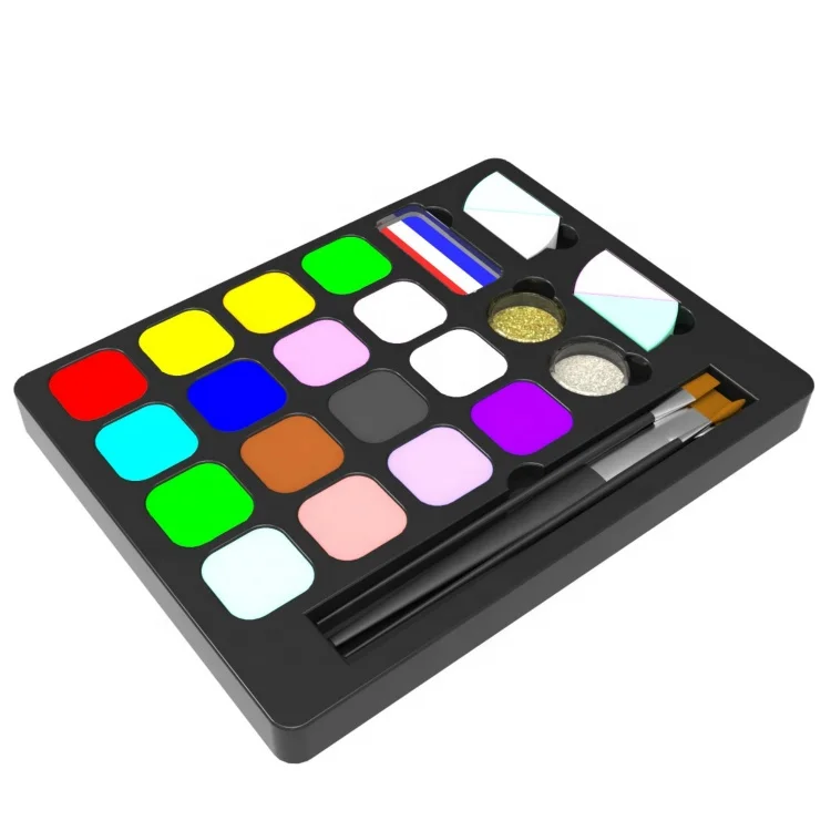 

wholesale face paint kit with stencil Face body Painting, 16 colors