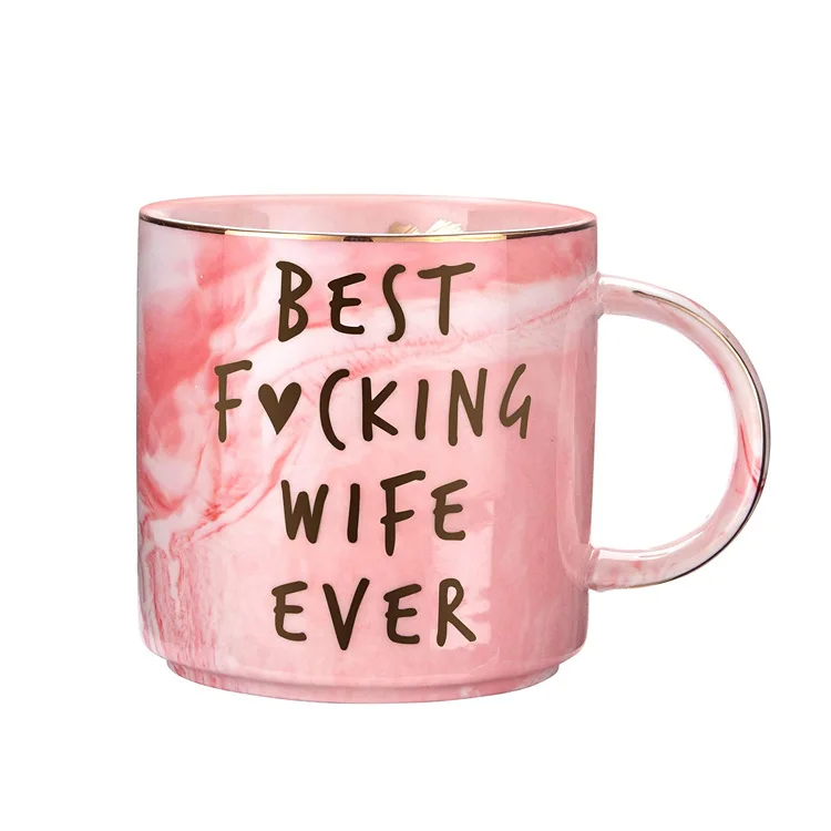 

New design gold tracing Coffe cup Marbel Ceramic Mug Household Couple Mug