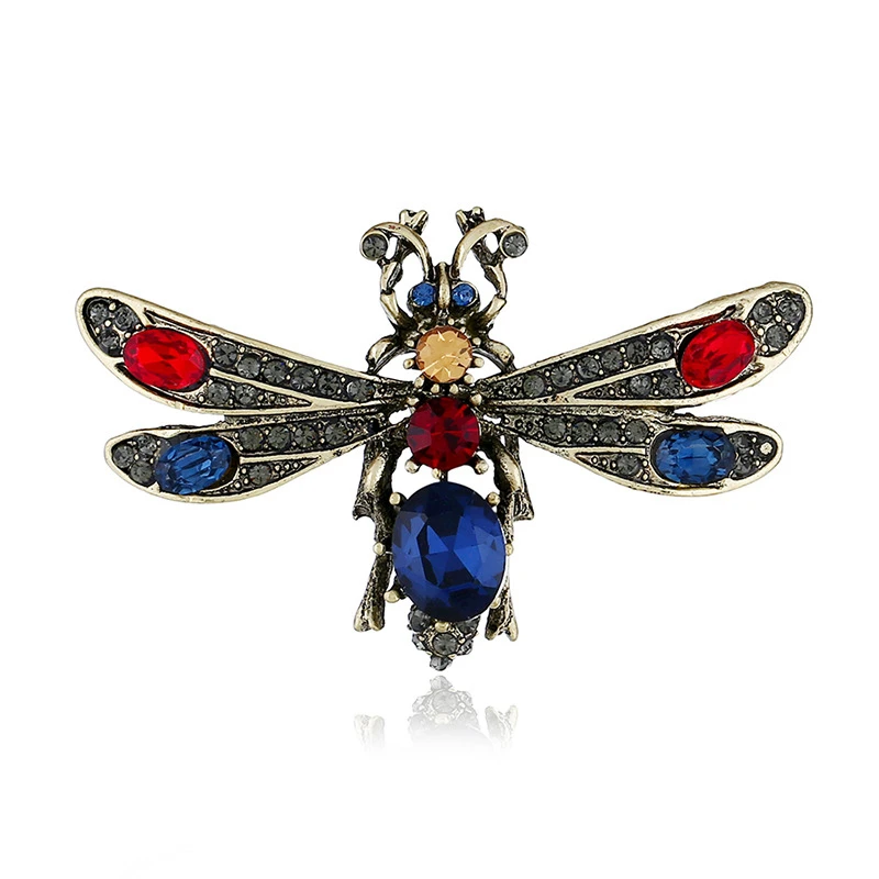 

Jachon Personality Insect Shaped Alloy Plated Breastpin Rare Ancient Color Jewelry Colorful Rhinestone Brooches, Green,blue