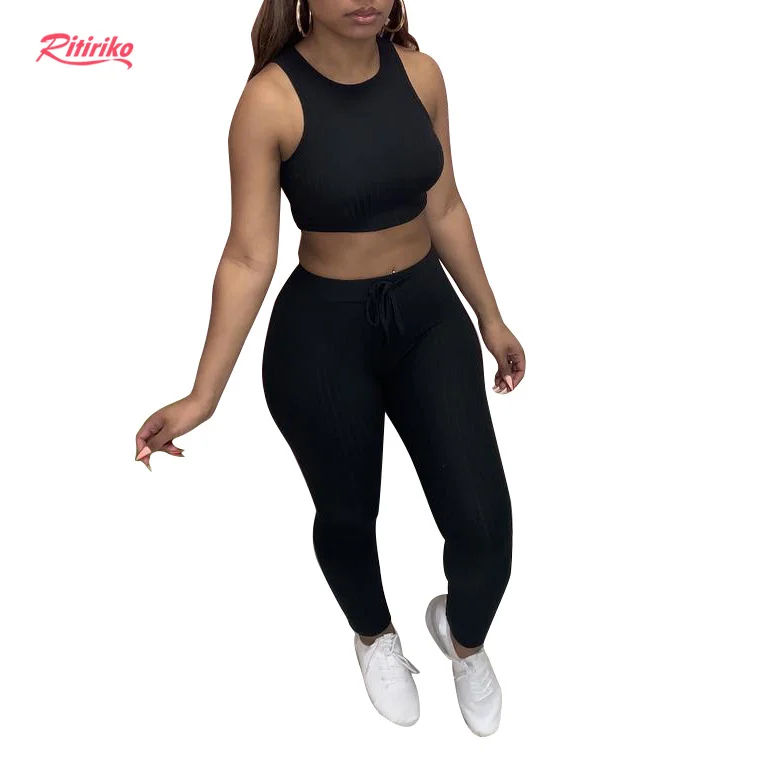 

Casual Fashion Outfits Gym Plus Size Sleeveless Tops Sweat Stacked Leggings 2 Two Piece Pants Sets Clothing Tracksuits for Women, Black, gray, pink, apricot