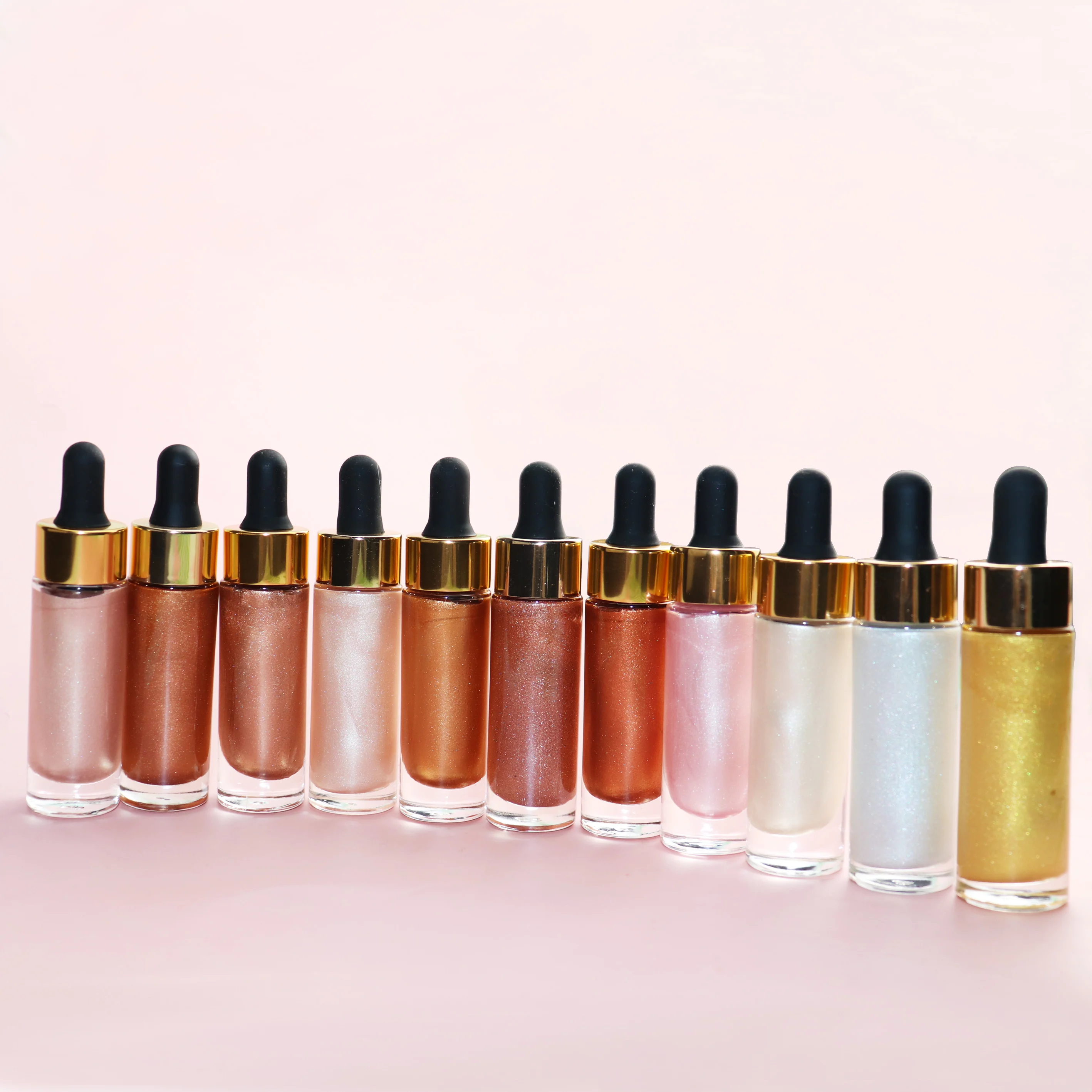 

Private Label Product Makeup 11 Colors High Pigment Shimmering Soft Face & Body Highlighter No Brand Custom Liquid Highlighter