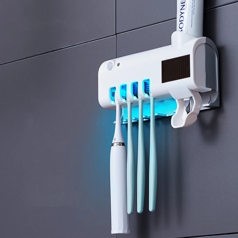 

Smart Toothbrush Holder Sterilizerso Panel Usb Charging Wall-mounted Toothpaste Dispenser Bathroom Accessories