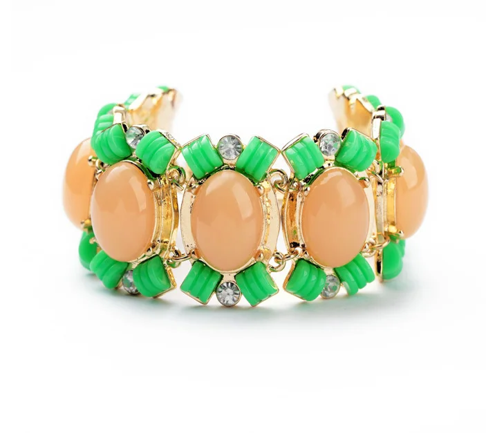 

sl00225 Acrylic Jewelry Colored Abreast Gem Stone Bracelet Summer Style Wear Boho Bracelet, As picture