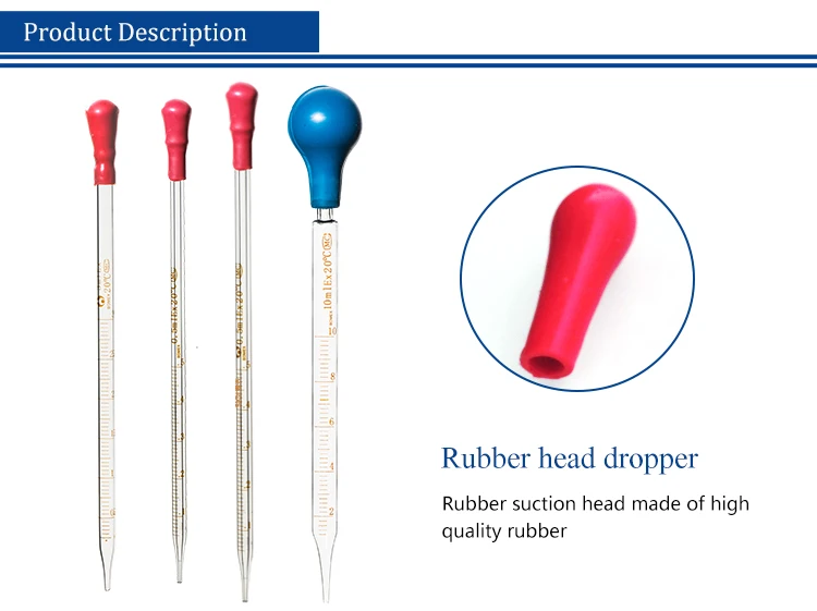 Graduated Dropper Lab 0.55 Ml Glass Graduated Dropping Pipette With