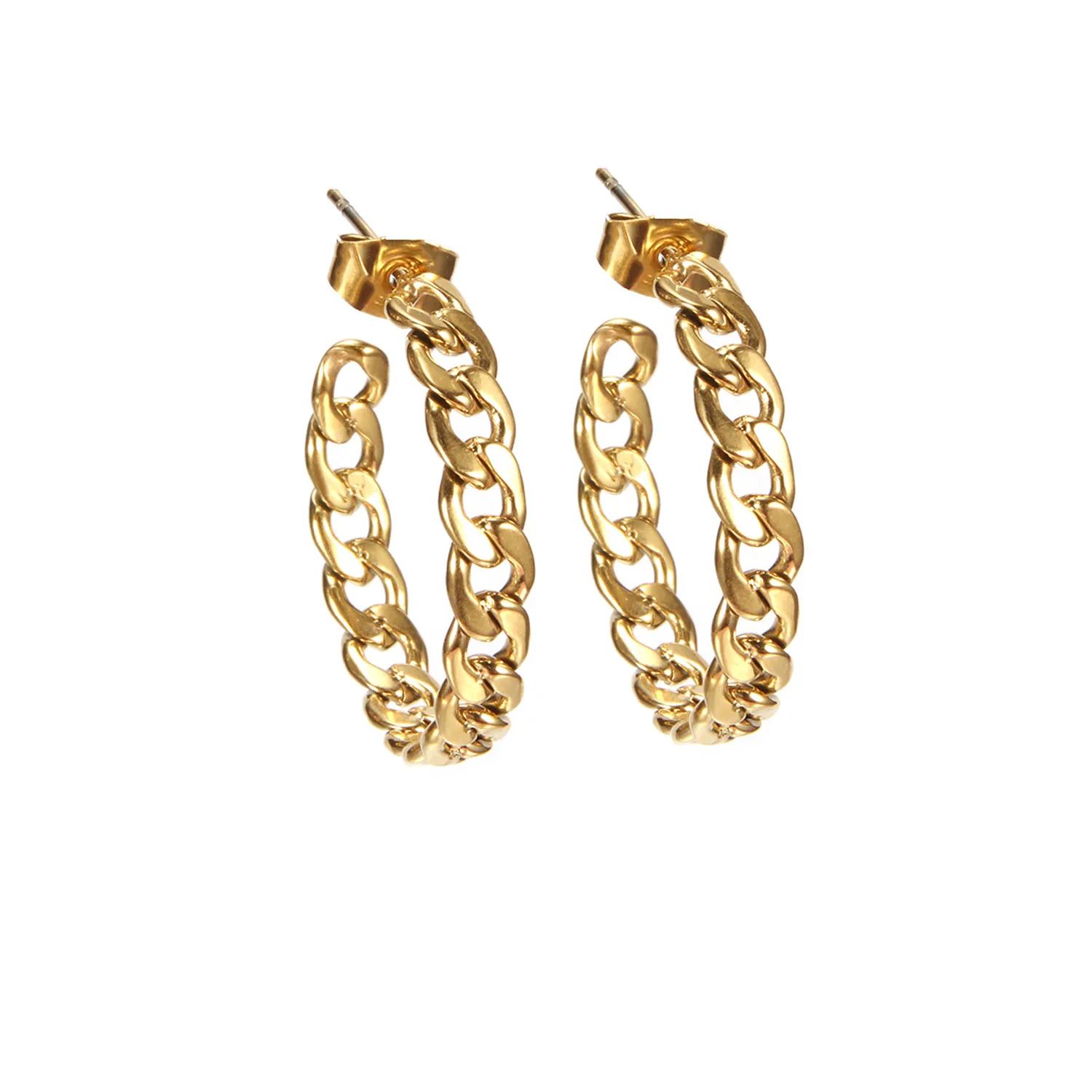 

2020 New cuban chain Big Large Gold Plated Hoop Earrings women