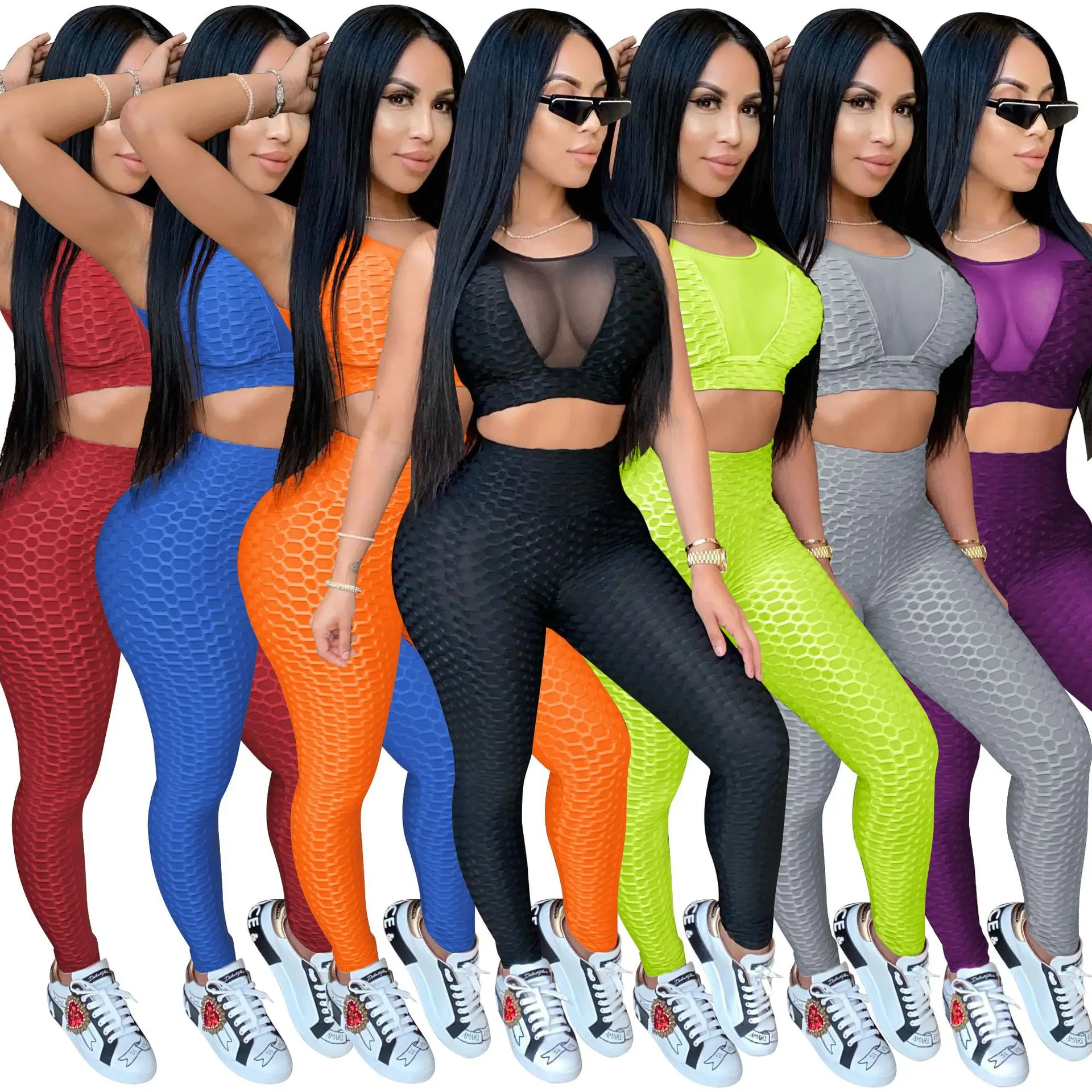 

Z8130 women new fashion bandage pants and crop top 2 piece set