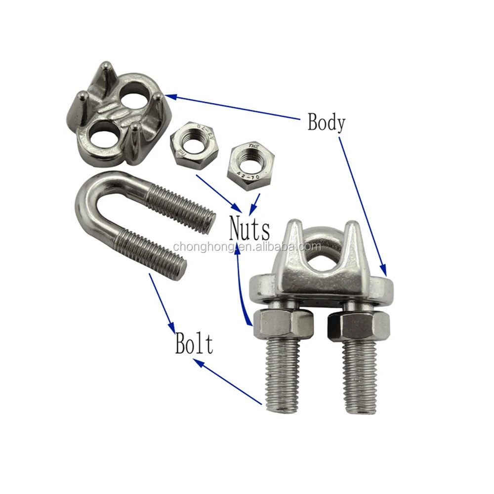 Jis Type Wire Rope Clamp High Polished Cable Clamps Stainless Steel