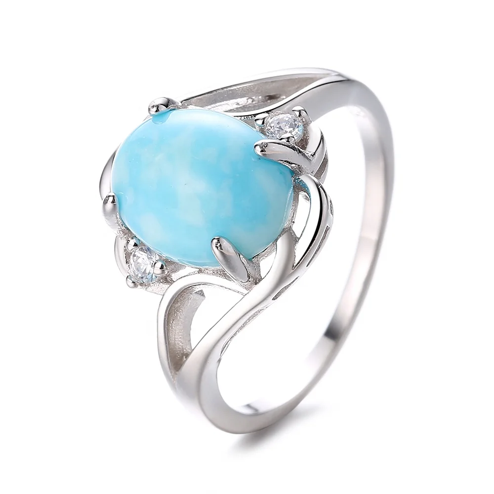 

Wellmade larimar gemstone 925 sterling silver ring jewelry wholesale online manufacture gemstone ring