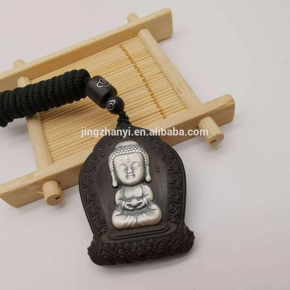 

Made in Taiwan Jingzhanyi Jewelry Factory Design and manufacture Wood inlaid silver pendant Ebony inlaid metal pendant