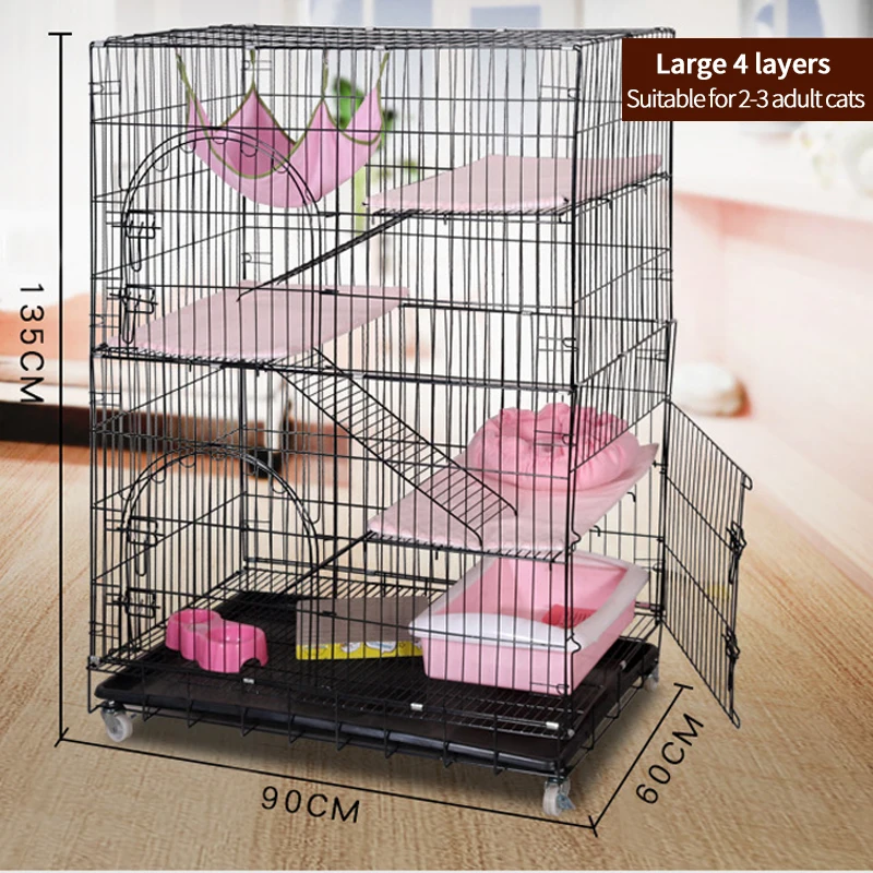 

cat cages steel 3 floor collapsible hamster 4 layer multi lever ladder large trap house for cats veterinary pet cat villa