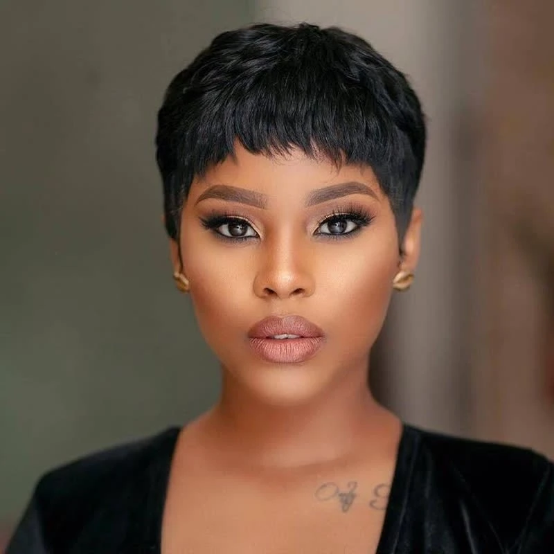 

T lace Peruvian human hair short lace front wigs natural remy human hair for women pixie cut lace, Natural colors