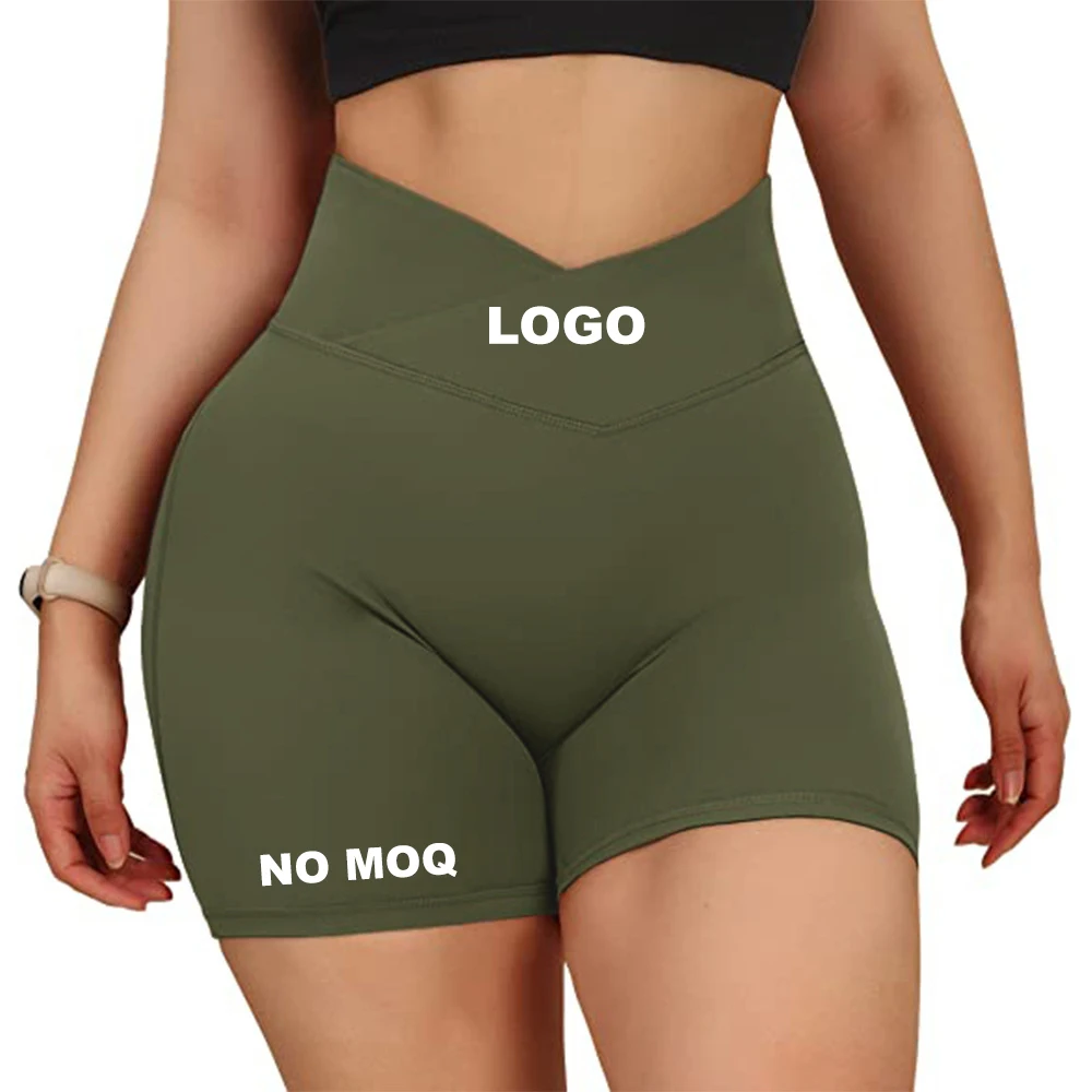 Woman Athletic Training V Shape High Waist Shorts Running Yoga Shorts Fitness Ribbed Gym Shorts With Pockets