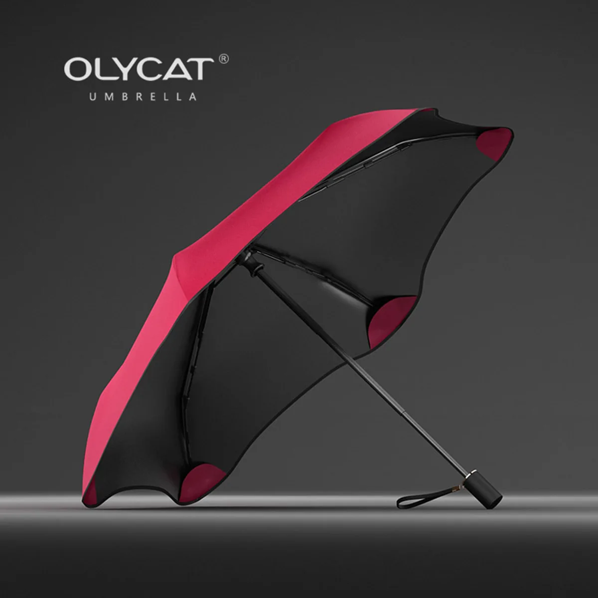 

OLYCAT New Folding Umbrella Rain Women Creative Sun Protection Kids Umbrella Windproof 6K Aluminum Parasol Clear Umbrella UPF50+, Black, red, white