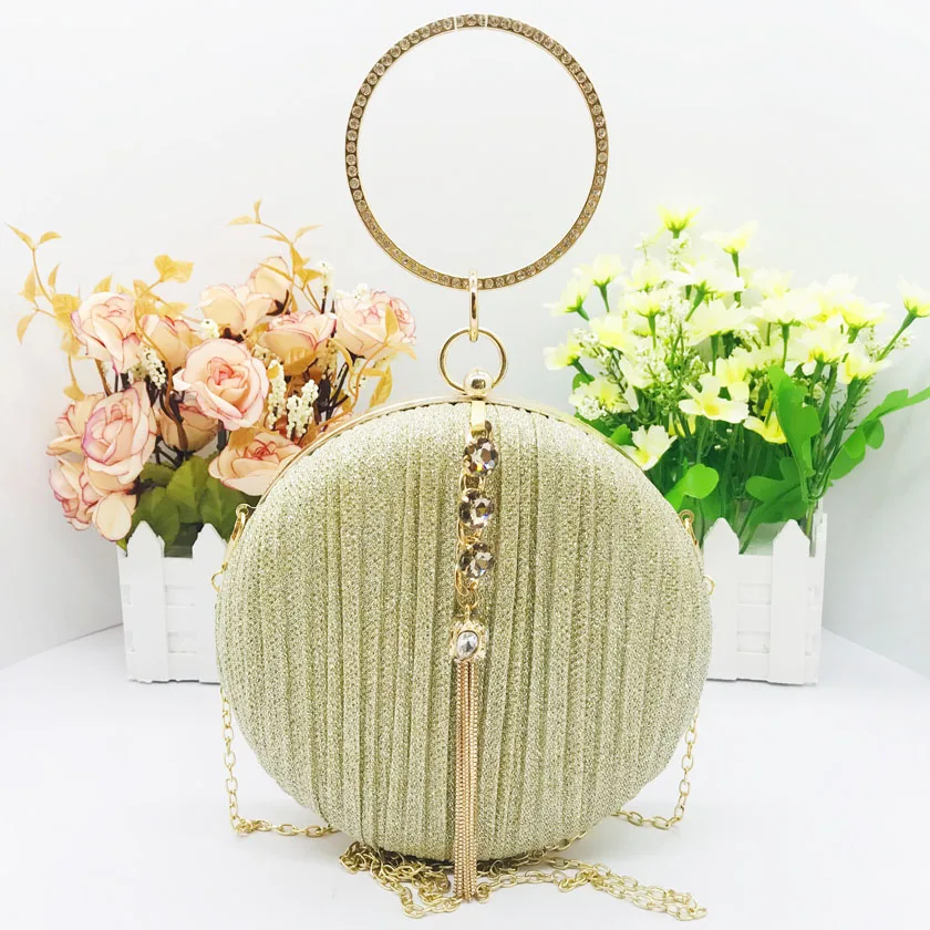 

Wholesale 2020 Hot Sale Round Evening Clutch, Glittering Frosted Sequined Wrist Ring