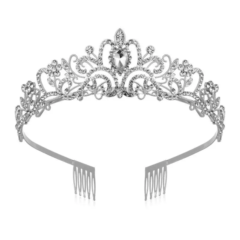 

Women Headbands Bridal Wedding Prom Birthday Party Headbands Women Silver Crystal Tiara Crown Girls Princess Elegant Combs Crown