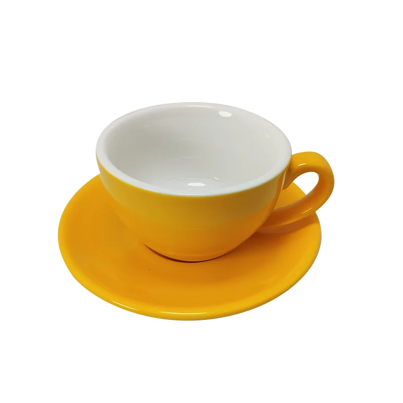 

Food Safe European Ceramic Coffee Dish Color Glazed Cup And Saucer Set Porcelain Cappuccino Cups And Saucers, Multiple