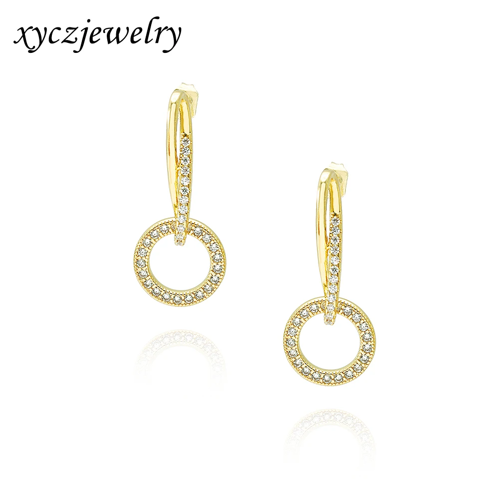 

2021 new women Geometric brass charm long Irregular drop errings, Gold