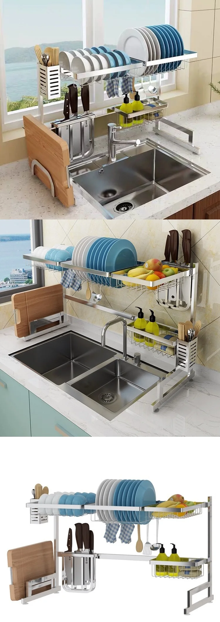 Bajo El Fregadero Gabinete Organizador Cesta Del Almacenaje Cocina Organizador De La Cocina Estante De La Pared Para Colgar Del Estante Jab/ón De Ba/ño Del Plato Del Estante Del Sostenedor
