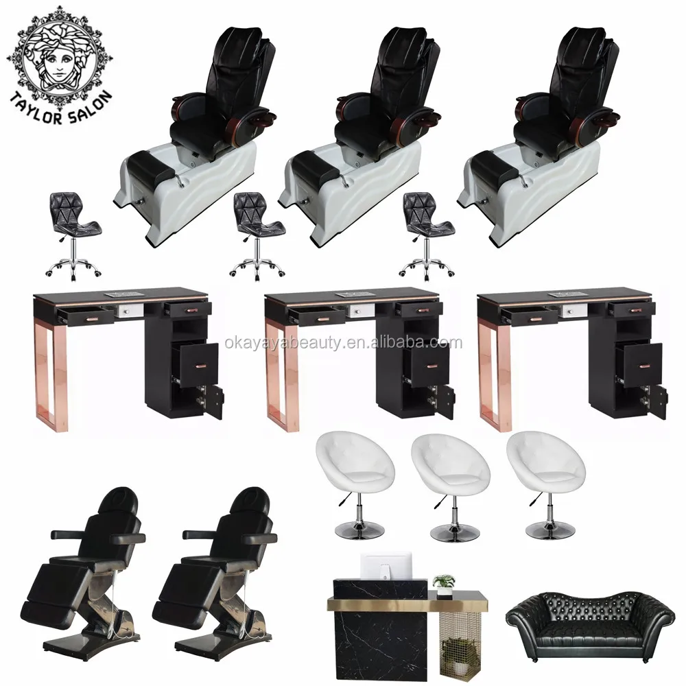 

Nail salon equipment and furniture package manicure table and pedicure chairs foot spa pedicure chair