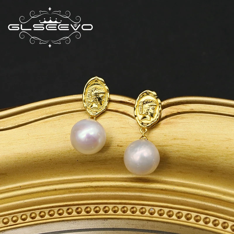 

Wholesale Jewelry 925 Sterling Silver Portrait Face Pendant Earrings Natural Pearl Girl Accessory Earrings